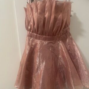 Metallic Organza Bandeau Mini Dress